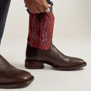 NWT Tecovas Doc Brown Bison Leather Cowboy Boots